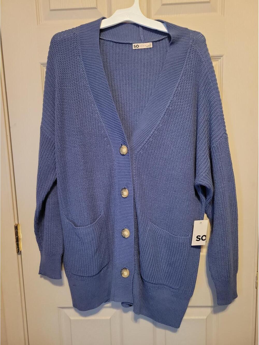 SO Junior XL Blue Boyfriend Cardigan Sweater